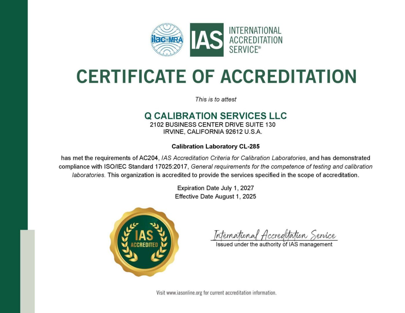 CL-285 Cert (Current) 1